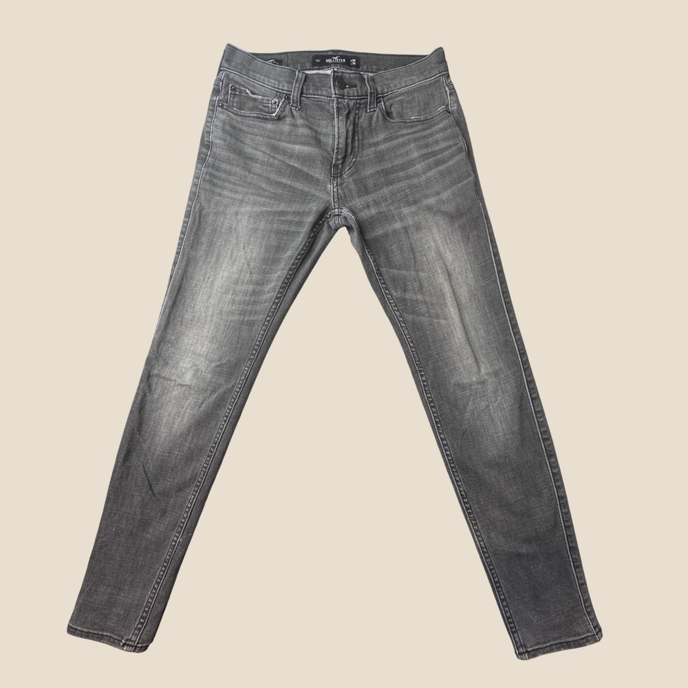 Hollister Jeans Mens 28x30 (29x27) Super Skinny Grey Advanced Stretch Coolmax